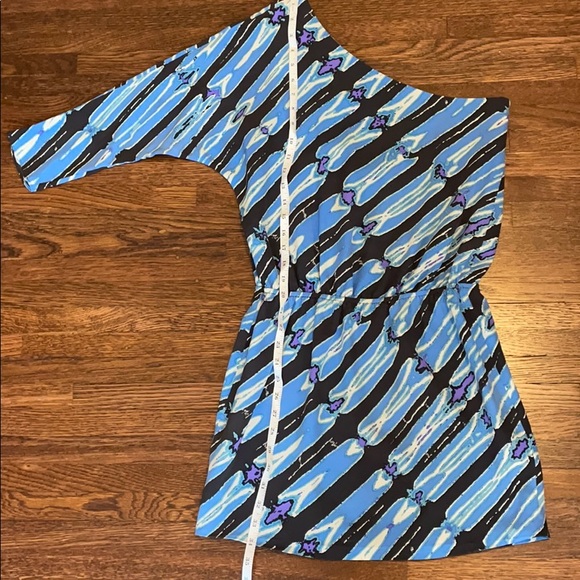 Tibi Blue Print One Shoulder Dress - Sz 0 - Picture 11 of 13